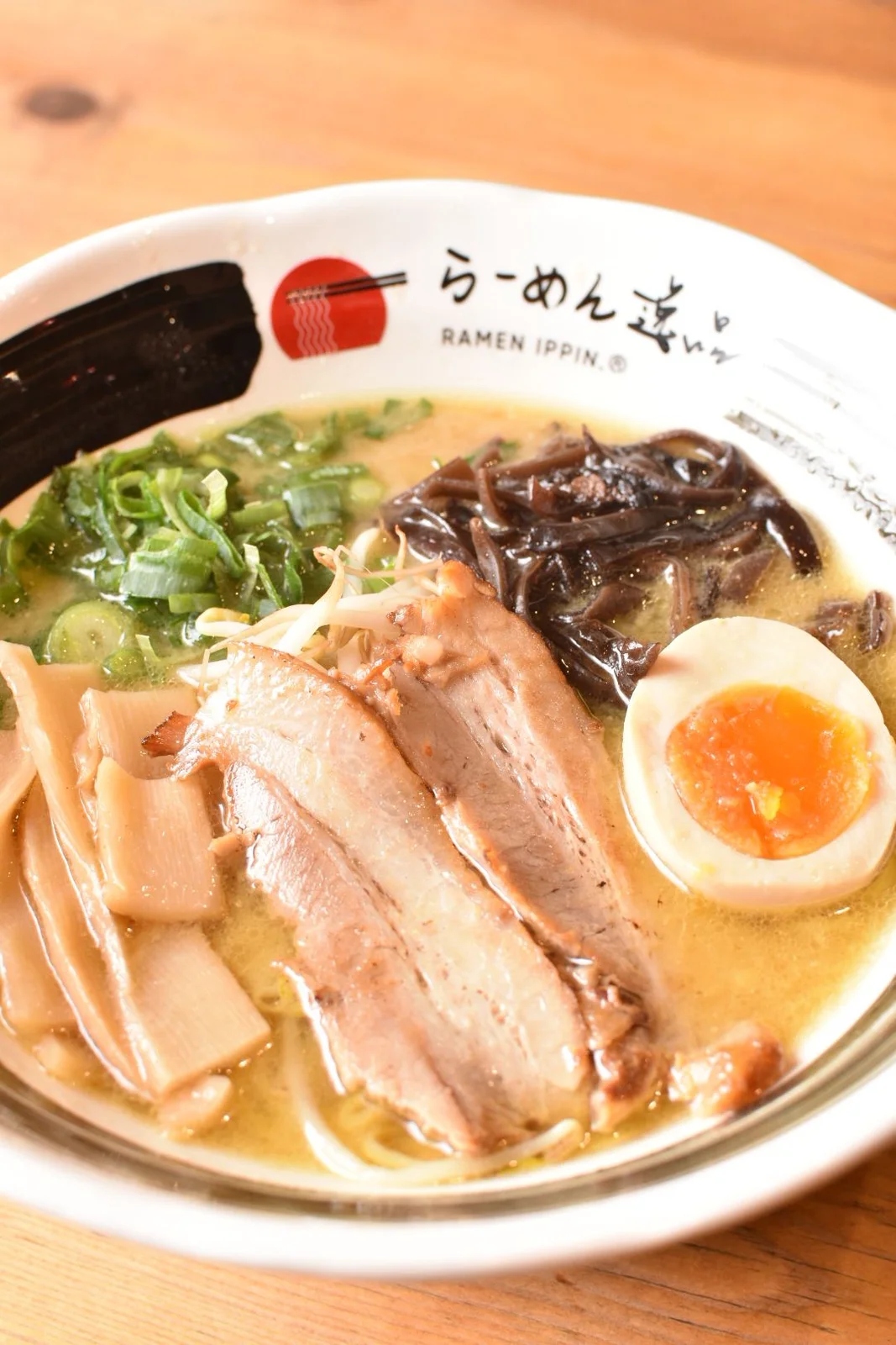 Light tonkotsu ramen with chashu and egg